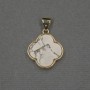 Clover Pendant with Kaholong 16x18x4mm+- Gold-Tone Metal