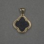 Clover Pendant with Aventurine Inlay 16x18x4mm+/- Gold-Tone Metal