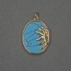 Sun Pendant with Turquoise (Pressed) Inlay 17x20x24x3mm+/- Gold-Tone Metal