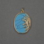 Sun Pendant with Turquoise (Pressed) Inlay 17x20x24x3mm+/- Gold-Tone Metal