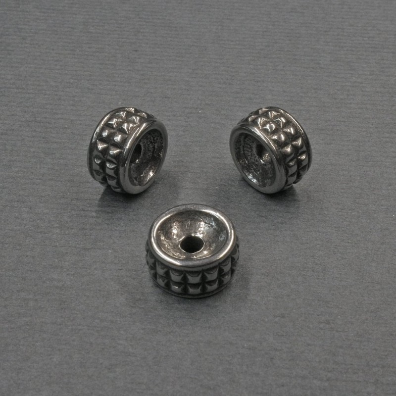 Findings Bead Insert, Silver-Tone Metal, Diameter 9x5mm+- Hole Diameter 2mm+