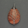 Red Jasper Teardrop Pendant 24x35x48mm+/- in Silver-Tone Wire Wrap