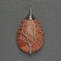 Red Jasper Teardrop Pendant 24x35x48mm+/- in Silver-Tone Wire Wrap