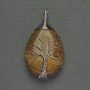 Drop Pendant Tiger's Eye 24x35x48mm+- in silver-tone wire wrap