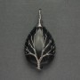Drop Aventurine "Cairo Night" Pendant 24x35x48mm+/- Silver-Tone Wire Wrap