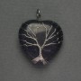 Heart Aventurine "Cairo Night" Pendant 31x31x38mm+/- Silver-Tone Wire Wrap