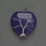 Heart Pendant Lapis Lazuli 31x31x38mm+- in silver-tone wire wrap