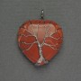 Red Jasper Heart Pendant 31x31x38mm+/- in Silver-Tone Wire Wrap