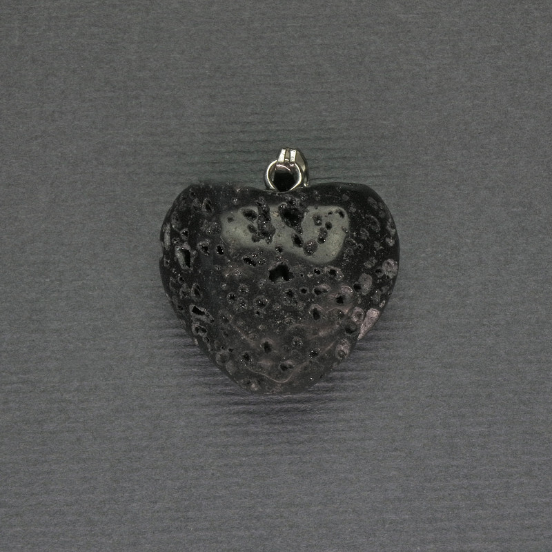 Heart Lava Pendant 20x20x25mm+/- Silver-Tone Metal