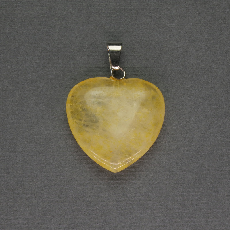 Citrine Heart Pendant 20x20x25mm+-, Silver-Tone Metal