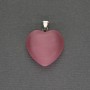 Pink Cat's Eye Heart Pendant 20x20x25mm+-, Silver-Tone Metal