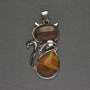 Cat Pendant Tiger's Eye 25x51mm+- silver-tone metal