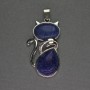 Cat Pendant Lapis Lazuli 25x51mm+- silver-tone metal
