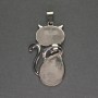 Cat Pendant Rock Crystal 25x51mm+- silver-tone metal