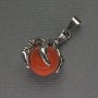 Red Jasper Paw with Ball Pendant 18x37mm+/- Silver-Tone Metal
