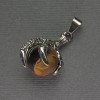 Tiger's Eye Pendant Paw with Ball 18x37mm+- silver-tone metal