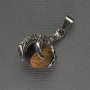 Tiger's Eye Pendant Paw with Ball 18x37mm+- silver-tone metal
