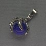 Lapis Lazuli Paw with Ball Pendant 18x37mm+/- Silver-Tone Metal