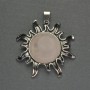 Sun Rose Quartz Pendant 42mm+/-, Length 48mm+/- Silver-Tone Metal