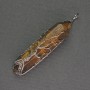 Tiger's Eye Hexagon Crystal Pendant 12x50x57mm+/- in Silver-Tone Wire Wrap