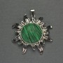 Malachite Sun Pendant 42mm+-, length 48mm+-, Silver-Tone Metal