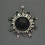 Aventurine “Cairo Night” Sun Pendant 42mm+-, length 48mm+-, Silver-Tone Metal