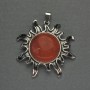 Sun Pendant Red Jasper 42mm+-, length 48mm+- silver-tone metal