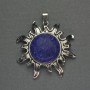 Lapis Lazuli Sun Pendant 42mm+/-, Length 48mm+/-, Silver-Tone Metal