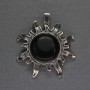 Agate Sun Pendant 42mm+-, length 48mm+-, Silver-Tone Metal