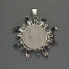 Rock Crystal Sun Pendant 42mm+/-, Length 48mm+/-, Silver-Tone Metal