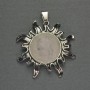 Rock Crystal Sun Pendant 42mm+/-, Length 48mm+/-, Silver-Tone Metal