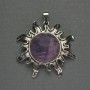 Amethyst Sun Pendant 42mm+-, length 48mm+-, Silver-Tone Metal