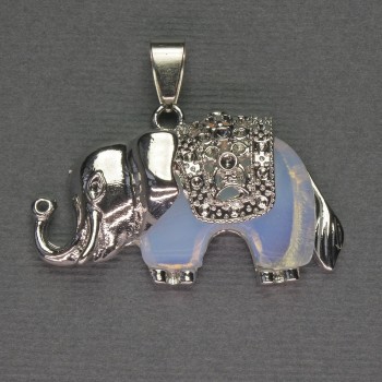 Elephant Moonstone Pendant 39x34mm+/- Silver-Tone Metal