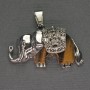 Elephant Tiger's Eye Pendant 39x34mm+/- Silver-Tone Metal
