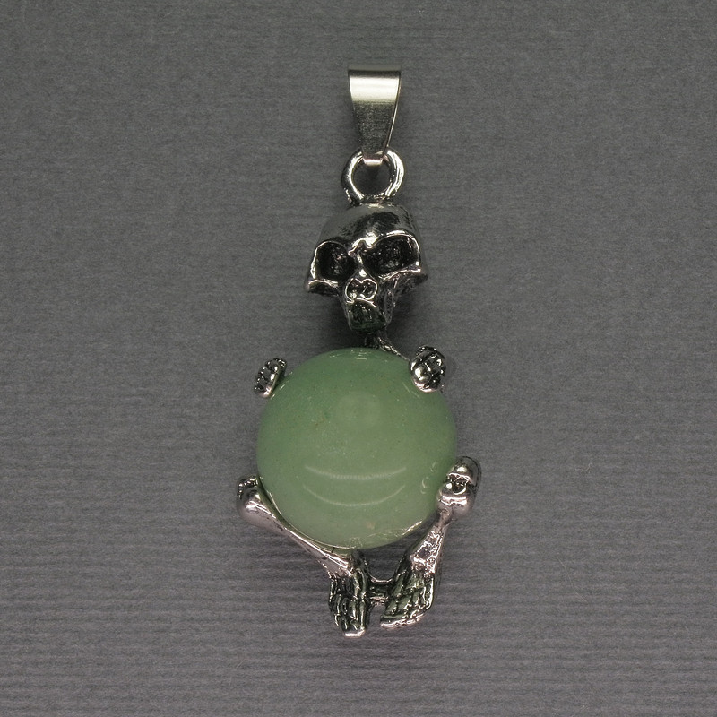 Skeleton Jade Ball Pendant, 16mm+/- Diameter, 20x50mm+