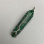Malachite Hexagon Crystal Pendant, 12x50x57mm+- in Silver-Tone Wire Wrap