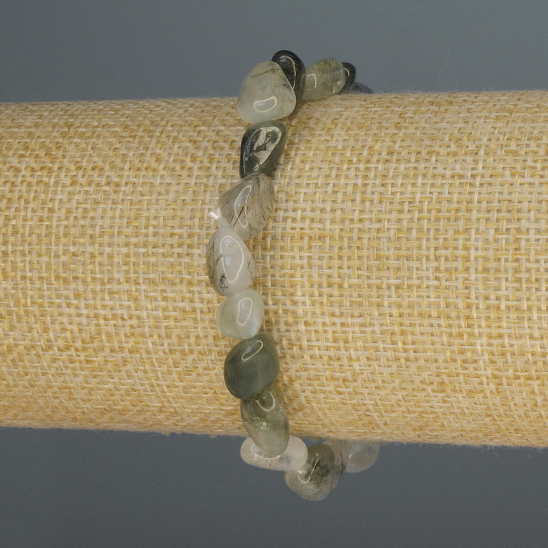 Bracelet Rutilated Quartz Tumbled, diameter 8-10x7mm+/-, length 18cm+/- stretch
