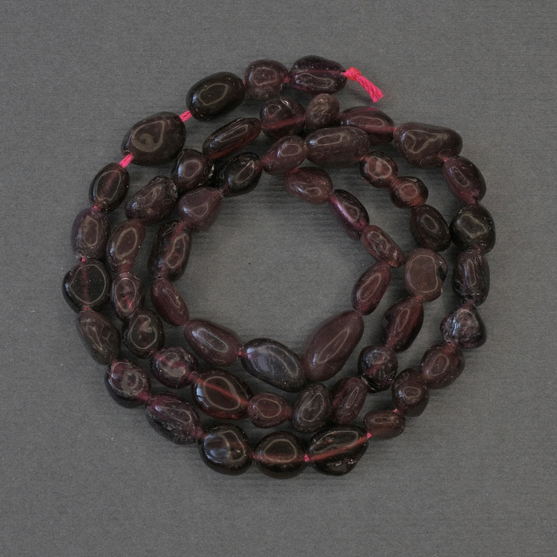Garnet Tumbled Beads, 8-10x6mm+- on a Strand, Length 39cm+