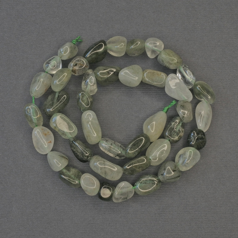 Rutilated Quartz Tumbled Beads on a Strand, 8-10x7mm, Length 40cm+