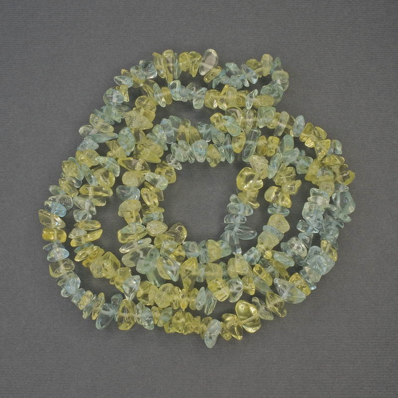 Beads Assorted Tinted Crystal Chips on Fishing Line, diameter 6-10x2-4mm+/-, length 80cm+