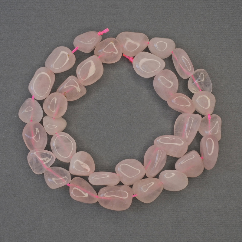 Rose Quartz Tumbled Beads, 12x10mm+- on a Strand, Length 38cm+