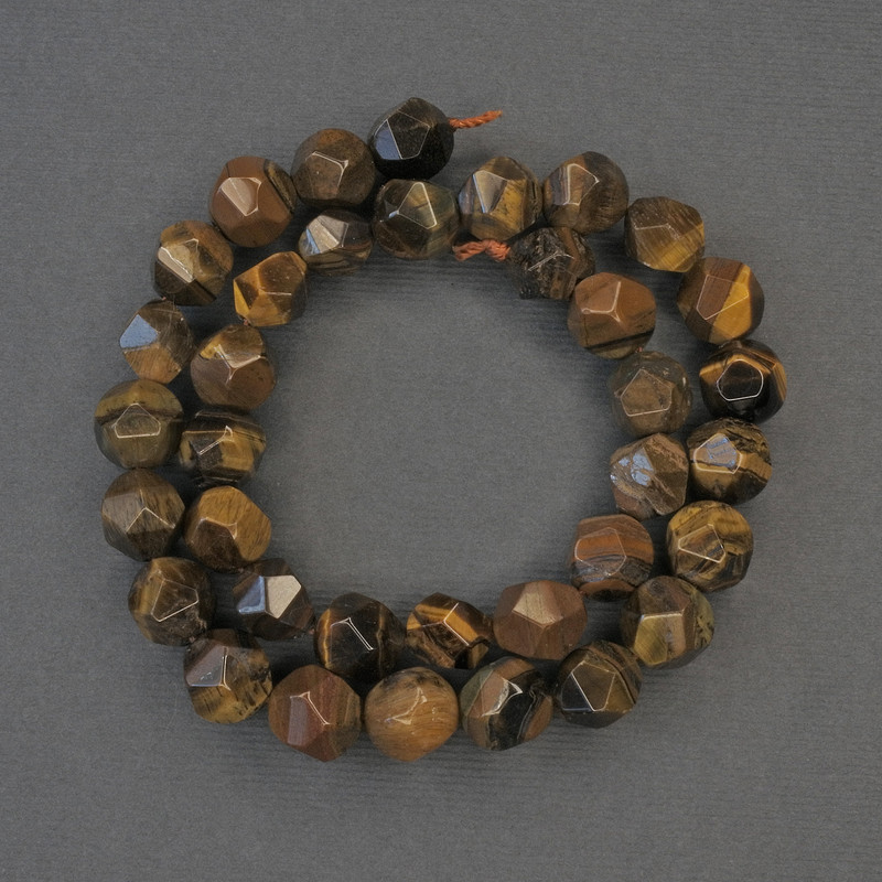 Beads Tiger's Eye Faceted, diameter 10x9mm+/-, length 36cm+