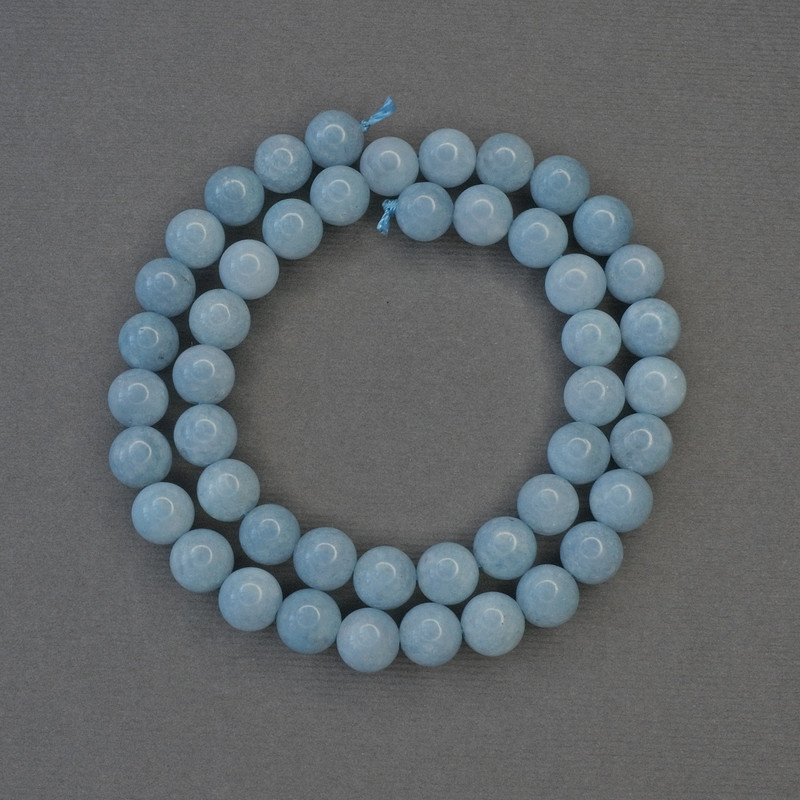 Aquamarine Smooth Round Beads, 8mm+- on a Strand, Length 38cm+