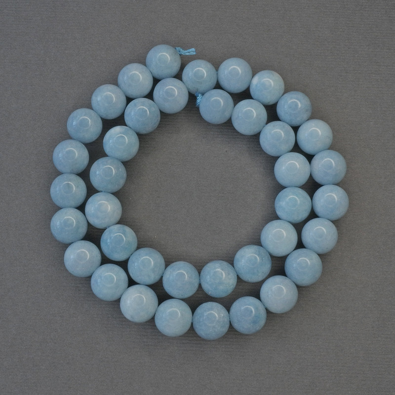 Aquamarine Smooth Round Beads, 10mm+- on a Strand, Length 38cm+