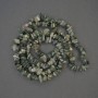 Moss Agate Chip Beads, 5-10x3-5mm+- on Fishing Line, Length 80cm+