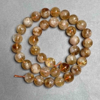 Beads Natural Stone Citrine Smooth Round, diameter 10mm+/-, length 39cm+