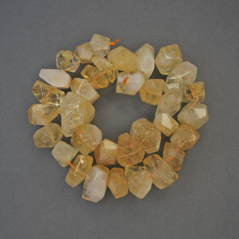 Beads Natural Stone Citrine Faceted, diameter 14-18x11-14mm+/-, length 39cm+