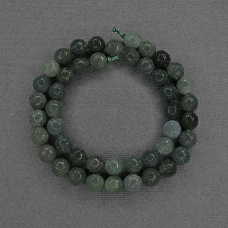 Green Jasper Beads, Faceted Round, Diameter 8mm+/- on a Strand, Length 37cm+