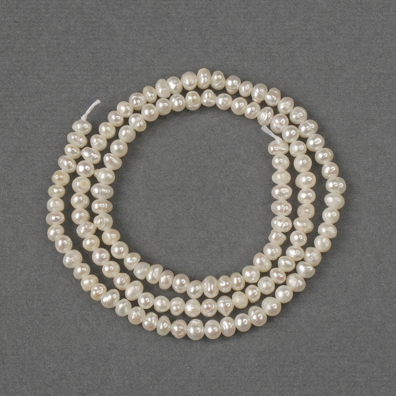 Natural River Pearl Beads 3x4mm+-, length 35cm+- on a thread