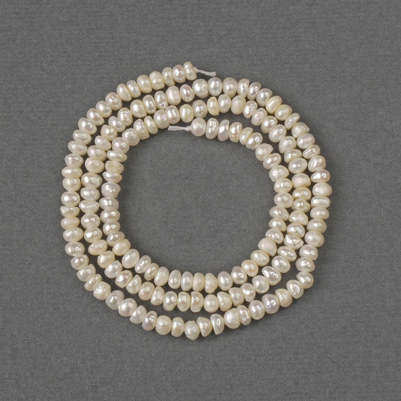Natural River Pearl Beads 4x3mm+-, length 37cm+- on a thread